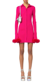 Feathered short dress - Fuchsia