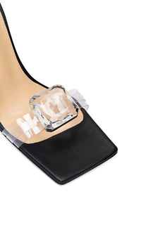 95 leather sandals with rhinestone embellishments - Black