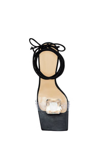 95 leather sandals with rhinestone embellishments - Black