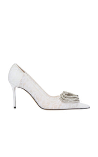 Triple Heart 95 rhinestone pumps - White