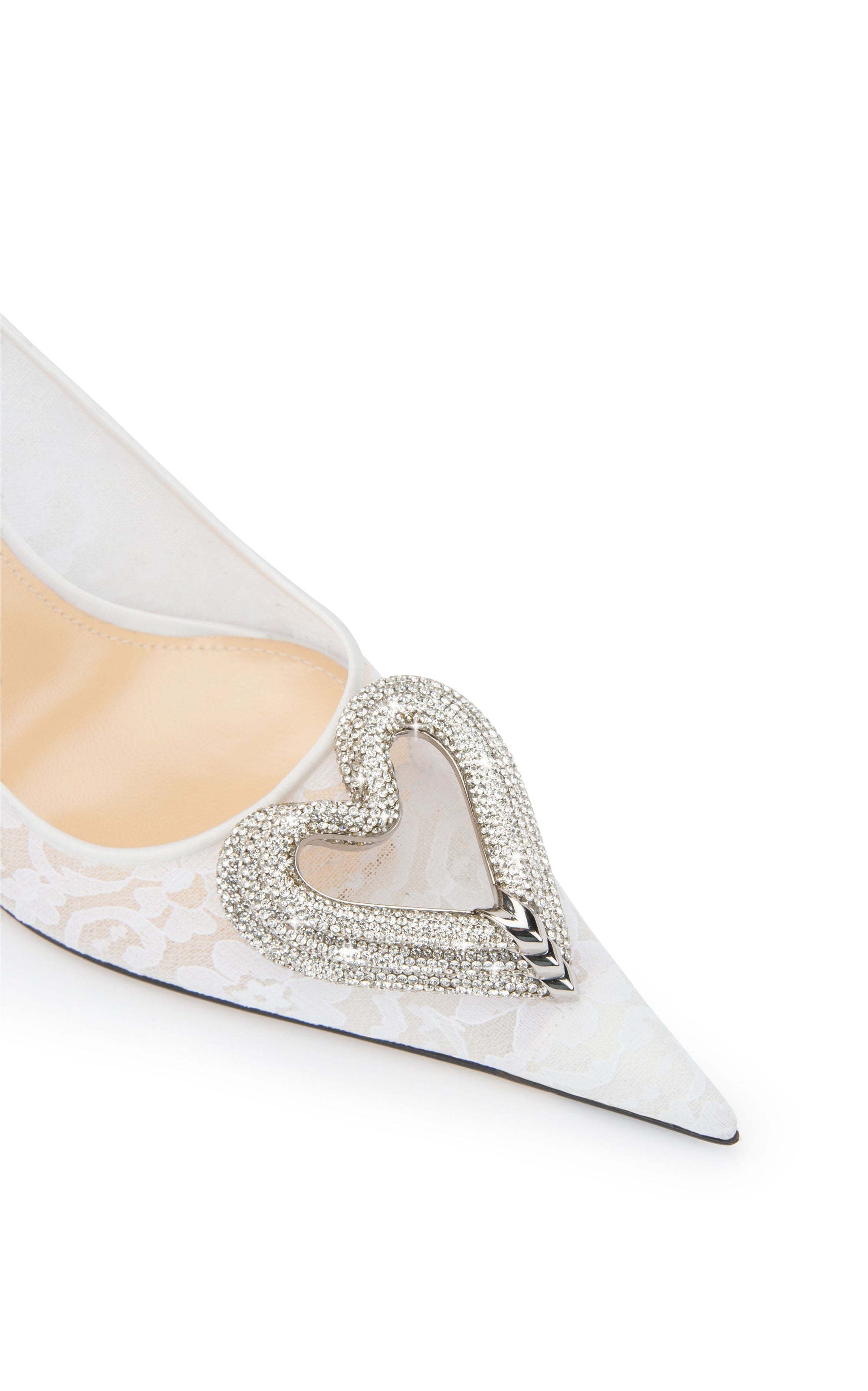 Triple Heart 95 rhinestone pumps - White