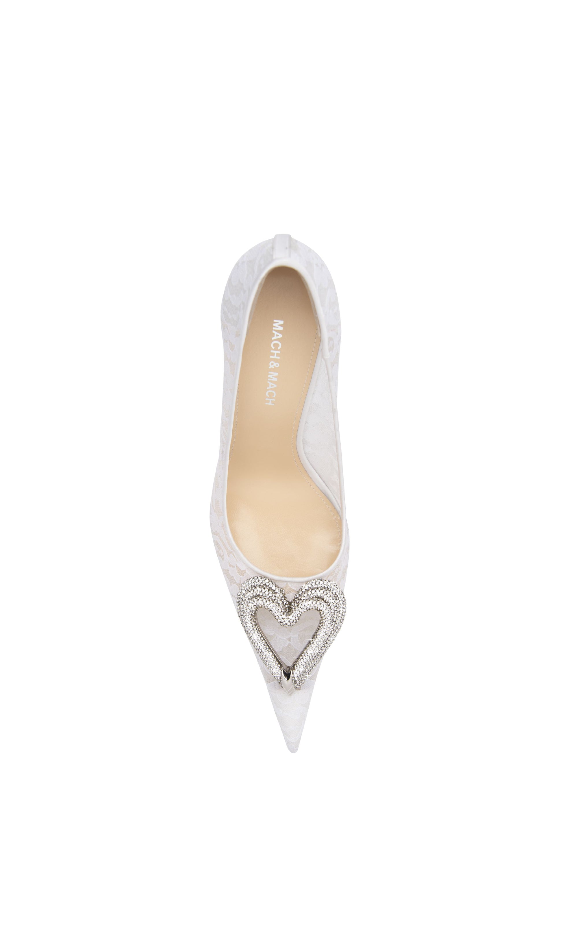 Triple Heart 95 rhinestone pumps - White