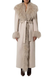 Manteau long à col en laine - White