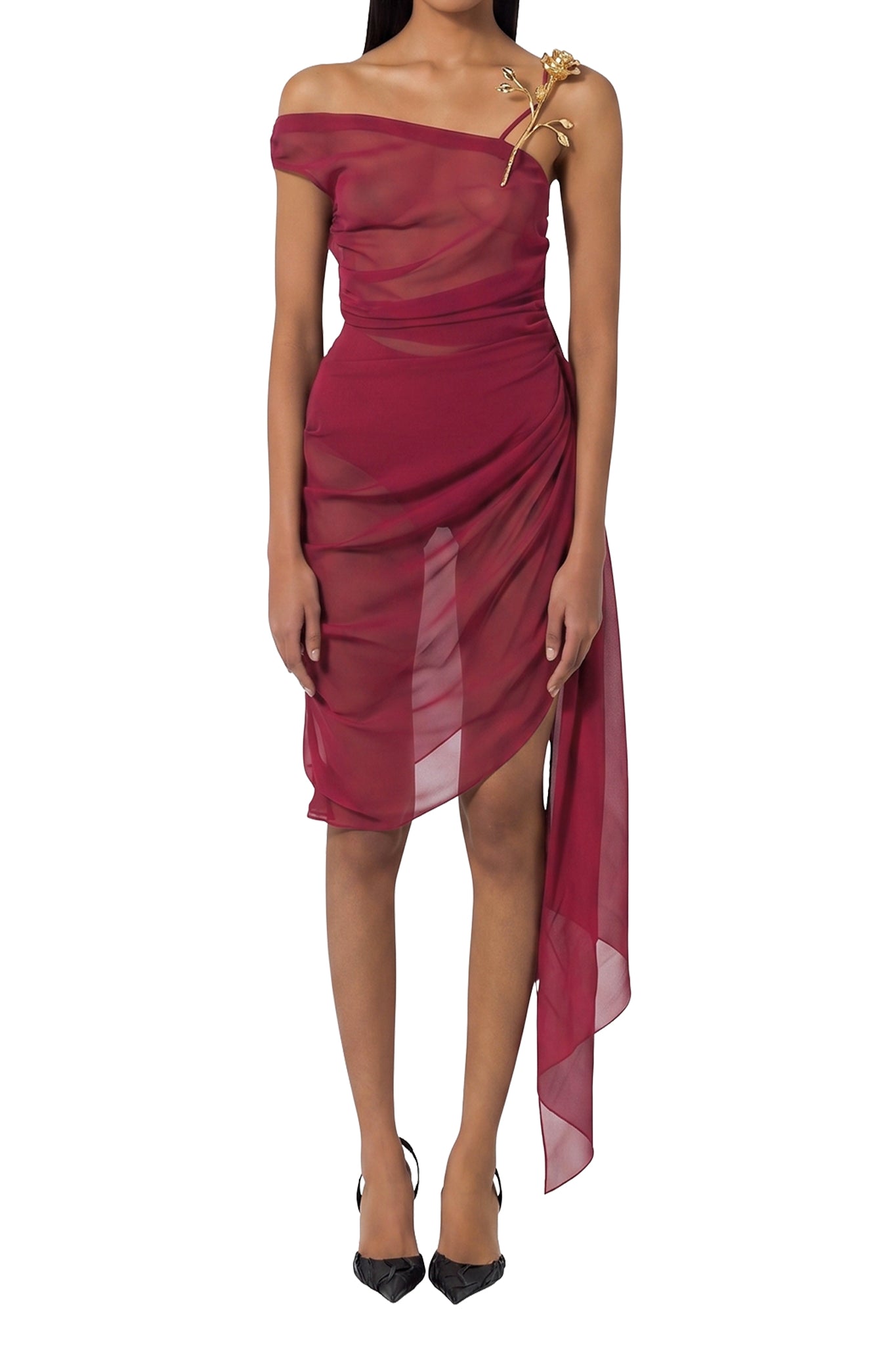 RECOLO RED /// Robe mini asymétrique en soie - Red