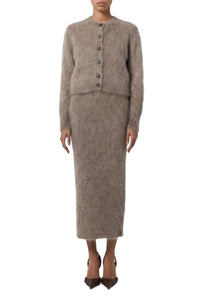 Jupe longueur genou en mohair - Light Grey