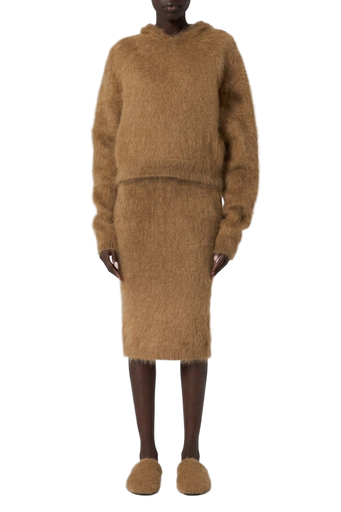 CAMEL // FELPA IN MAGLIA/KNITTED HOODIE