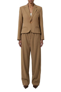 Pantalon de tailleur large en laine - Camel