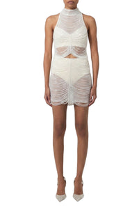 WHITE // GONNA PERLINE/BEADED SKIRT