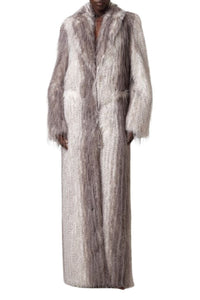 Manteau maxi effet lynx - Grey