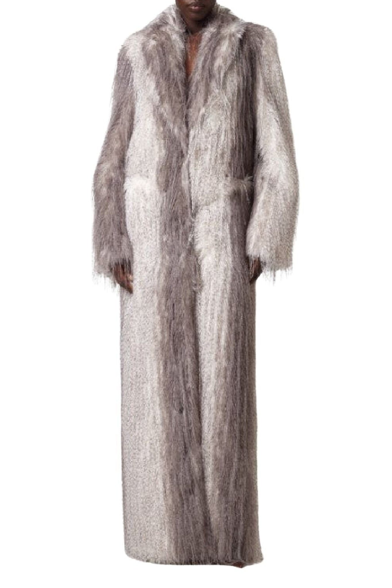 Manteau maxi effet lynx - Grey