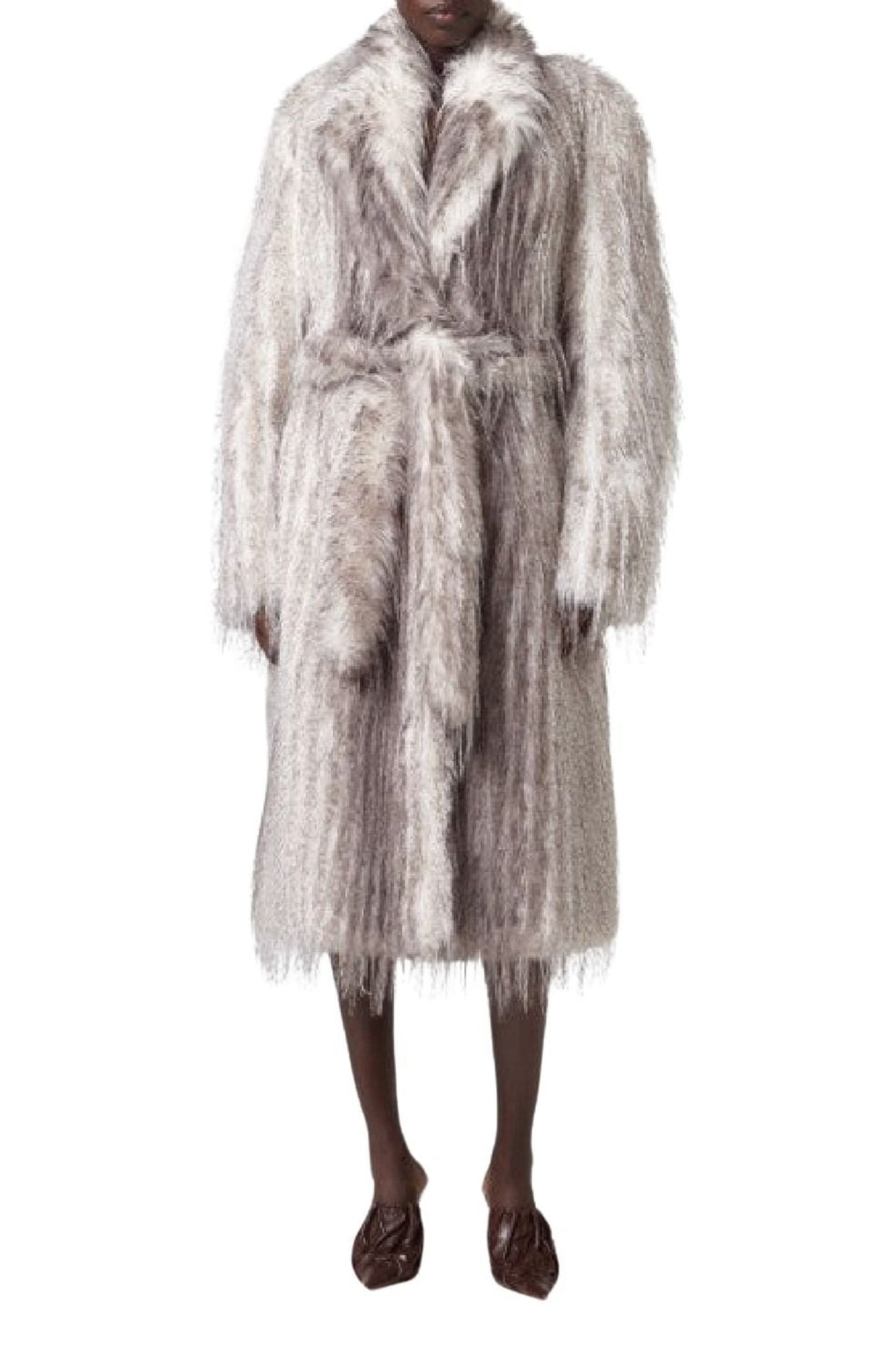 Manteau droit effet lynx - Grey