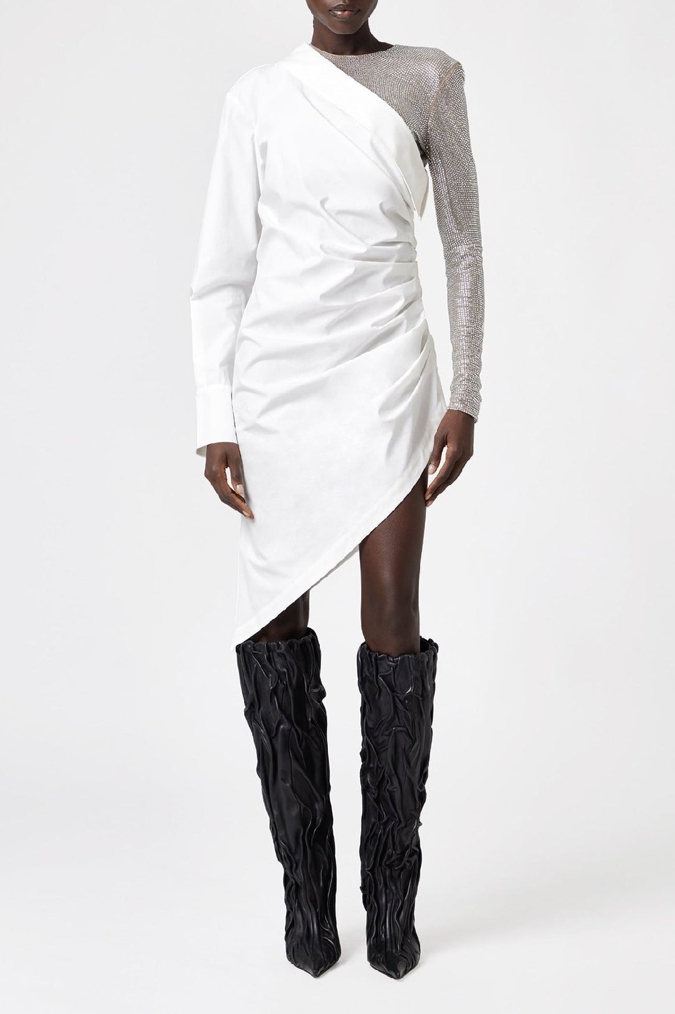 Robe midi one-shoulder - White