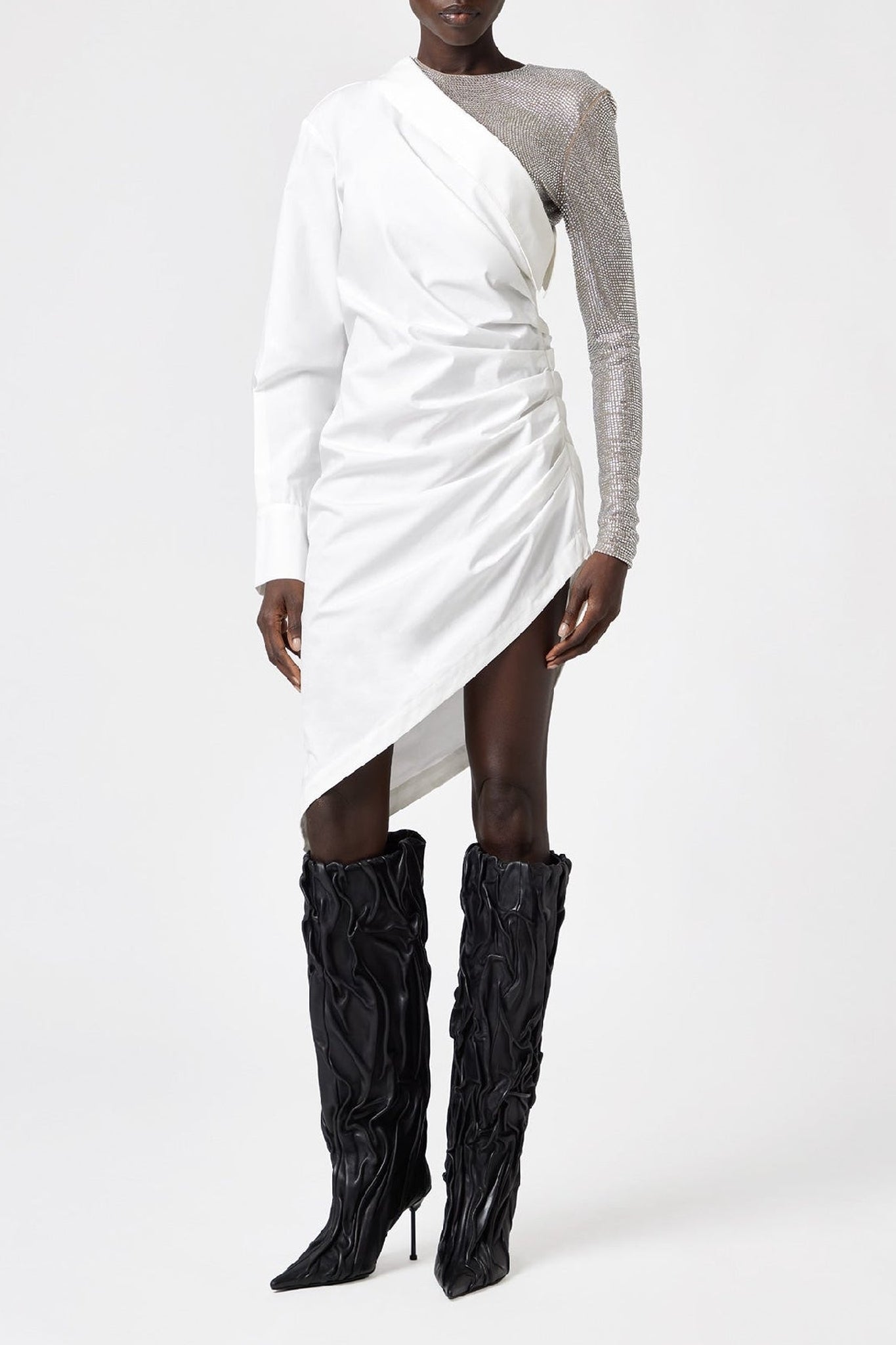 Robe midi one-shoulder - White
