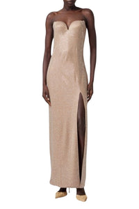 Robe midi à cristaux - Beige