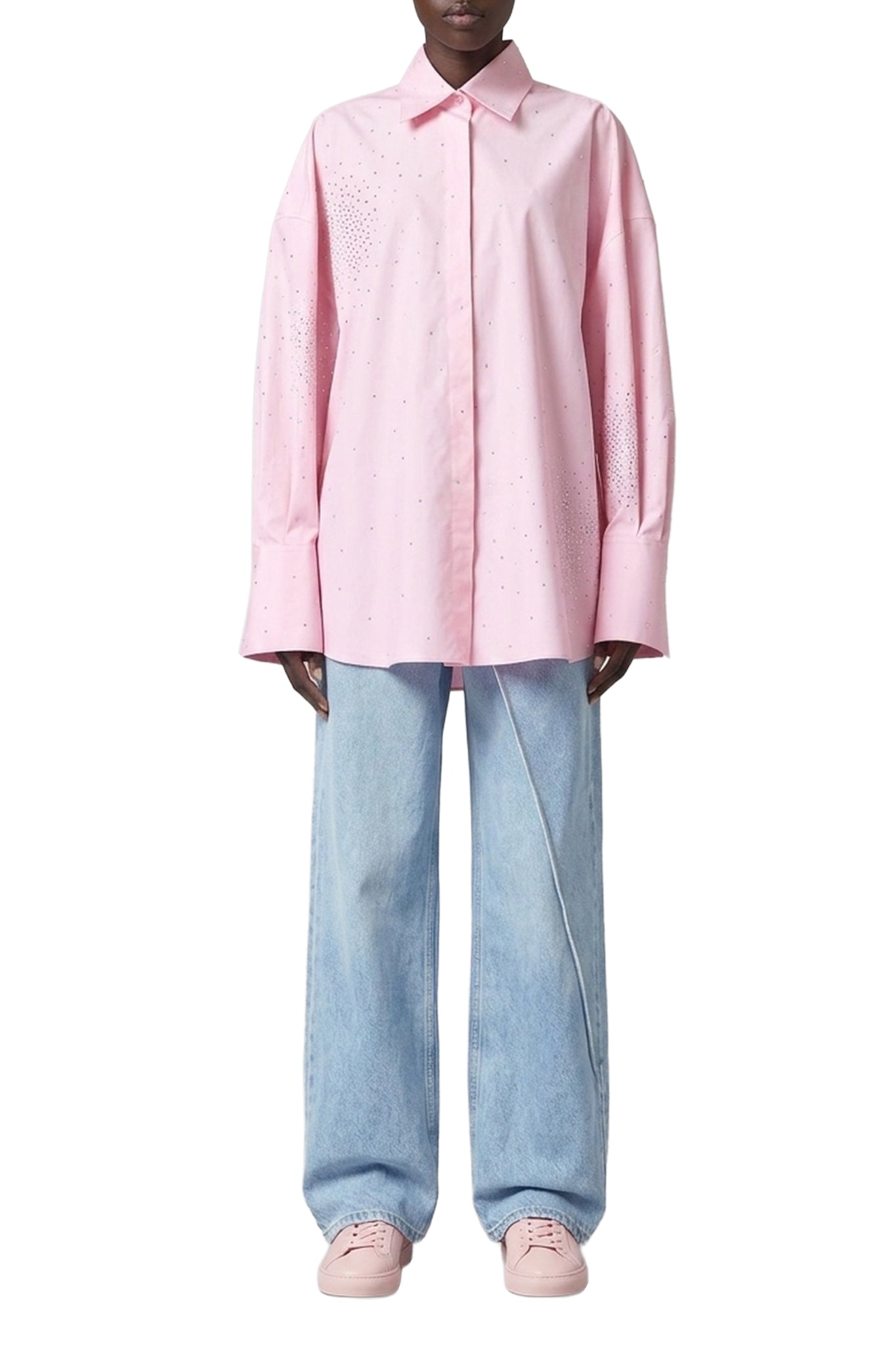 Chemise oversize à strass - Pink