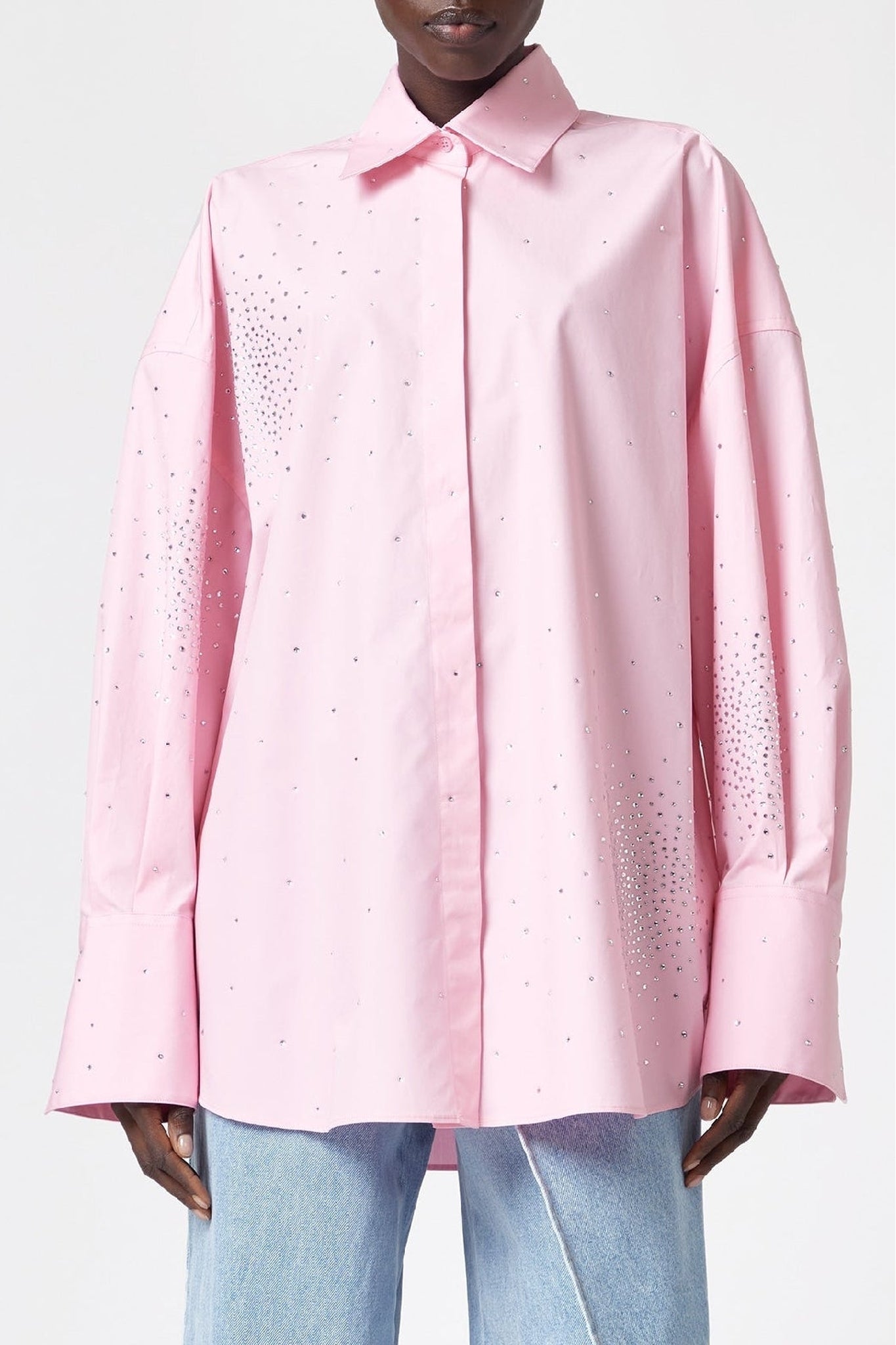 Chemise oversize à strass - Pink