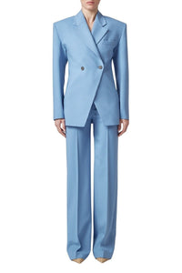 Veste ajustée croisé en laine - Sky Blue