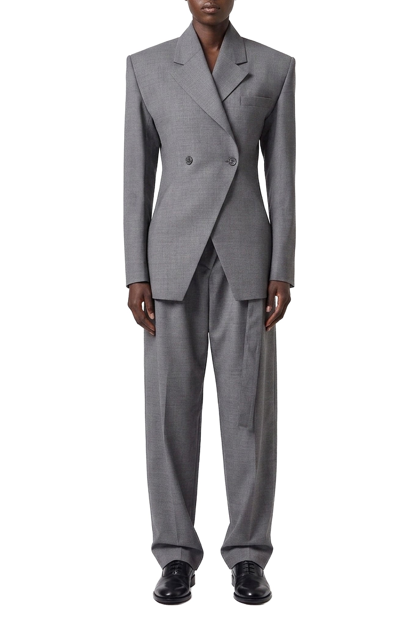 Veste ajustée croisé en laine - Grey