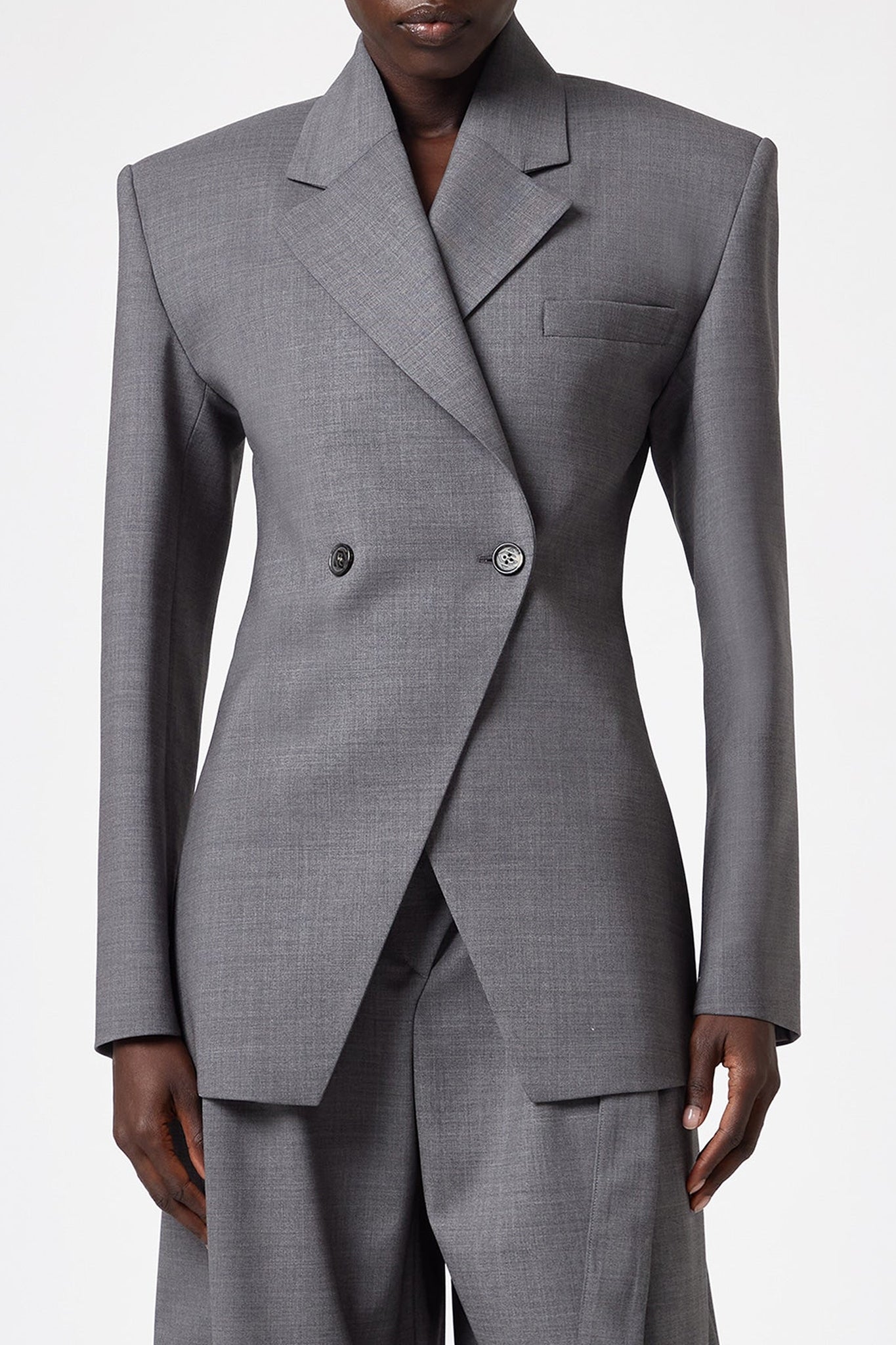 Veste ajustée croisé en laine - Grey