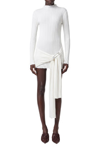 RECOLO WHITE /// Robe courte à détail broche en laine - White