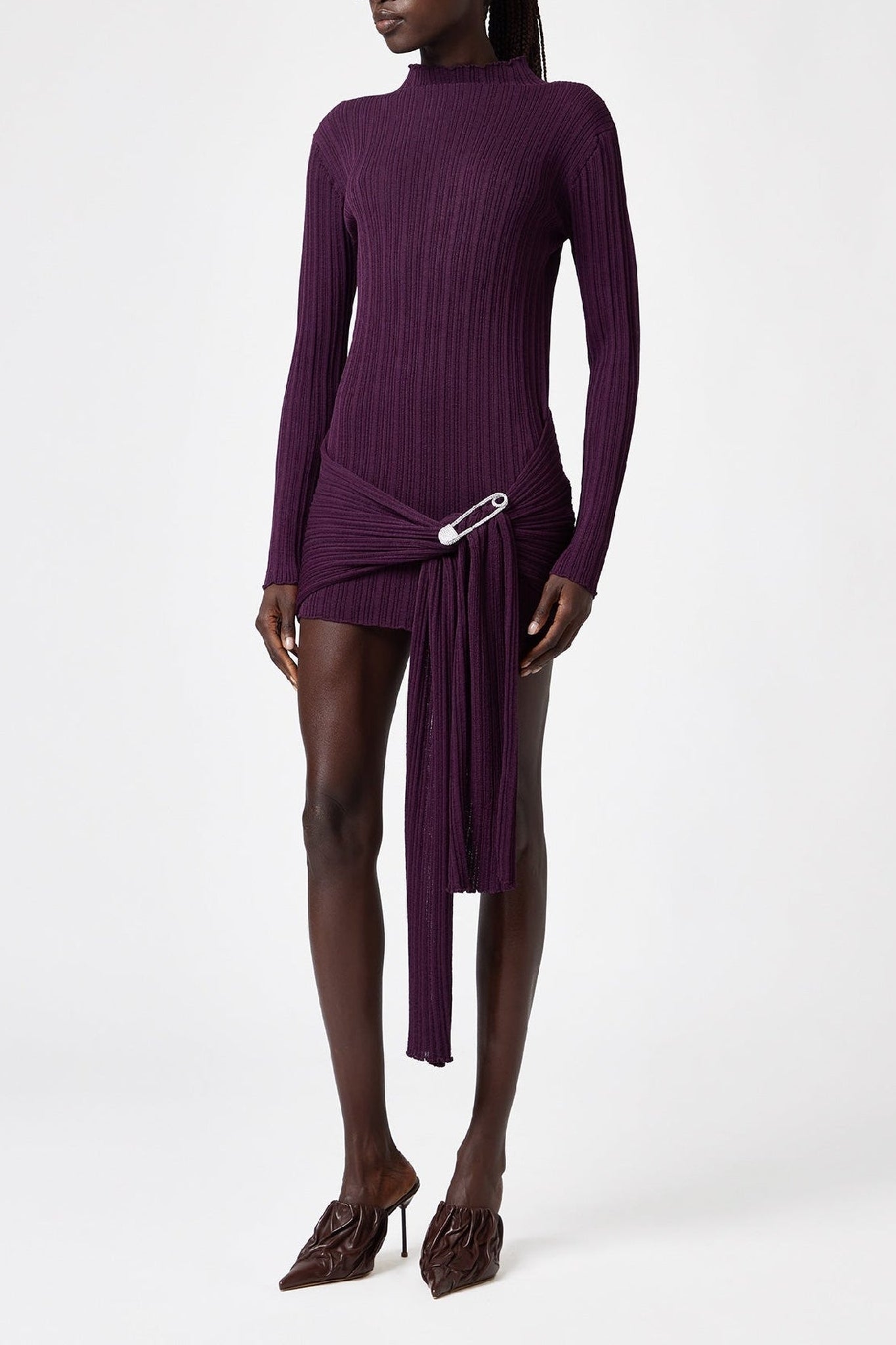 Robe mini en laine - Bordeaux