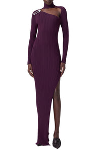RECOLO BORDEAUX /// Robe longue cut-out en laine - Bordeaux