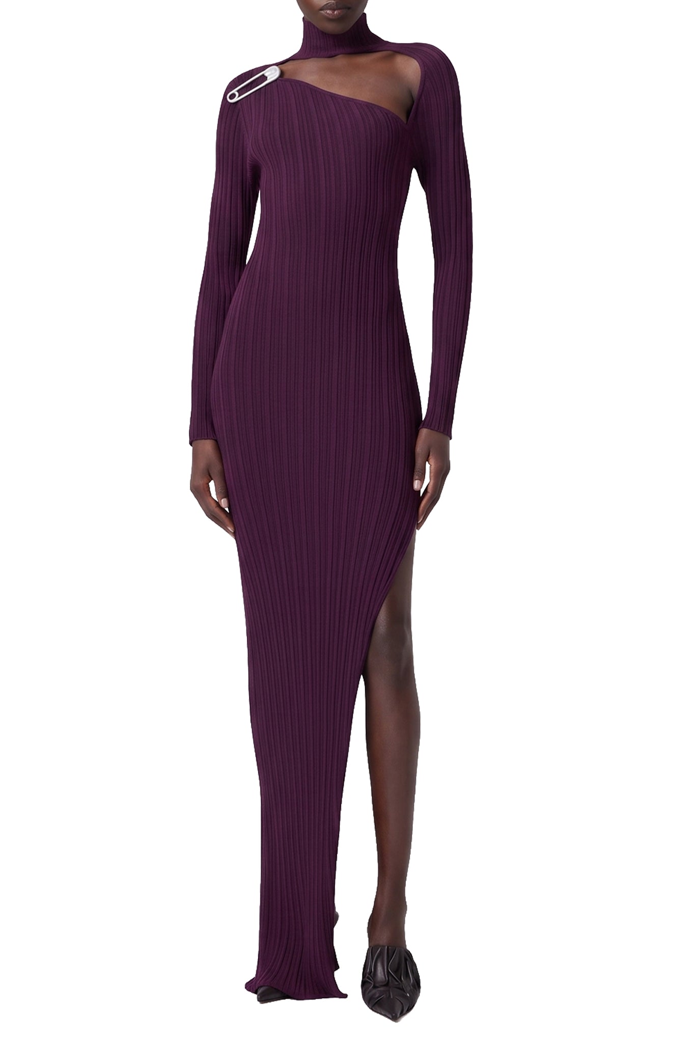 RECOLO BORDEAUX /// Robe longue cut-out en laine - Bordeaux
