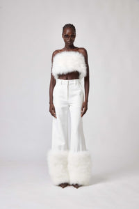 BLACK // PANTALONE CON PIUME/FEATHER PANTS