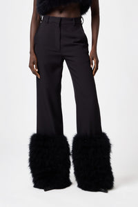 BLACK // PANTALONE CON PIUME/FEATHER PANTS