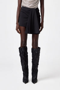 Short drapé en laine - Black