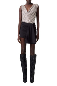 Short drapé en laine - Black