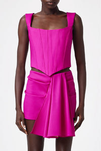 Top effet bustier en laine - Fuxia