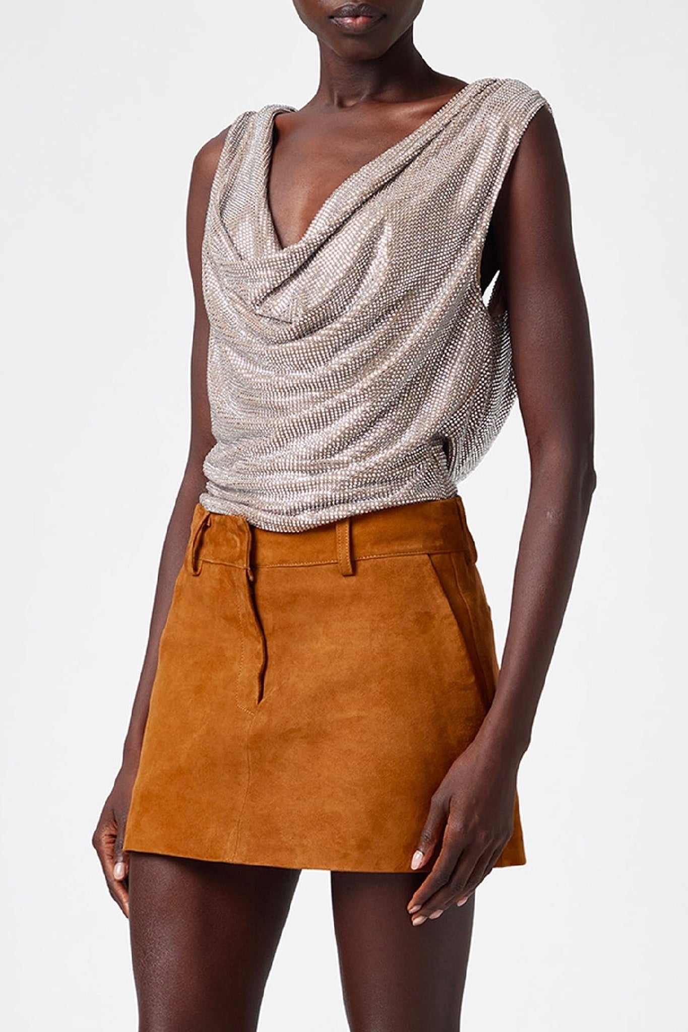 Top à cristaux - Beige