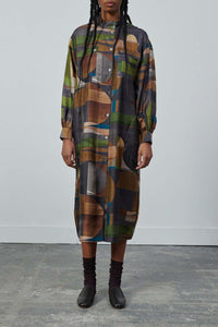 VERT/MARRON ROBE CHAINE & TRAME VEDA