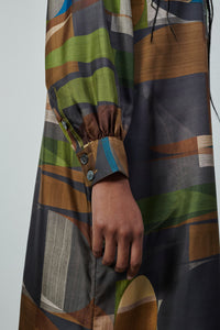 VERT/MARRON ROBE CHAINE & TRAME VEDA