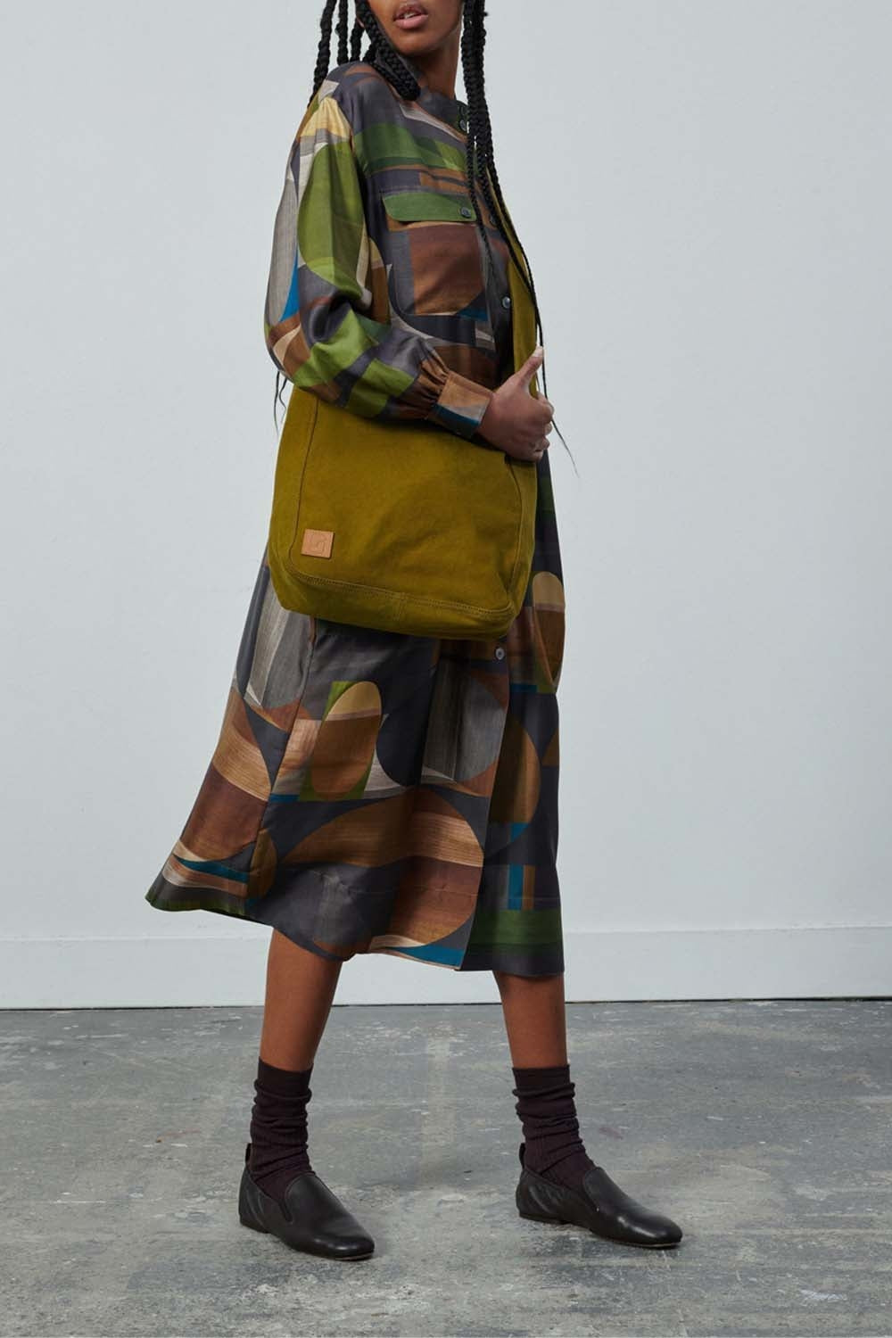 VERT/MARRON ROBE CHAINE & TRAME VEDA