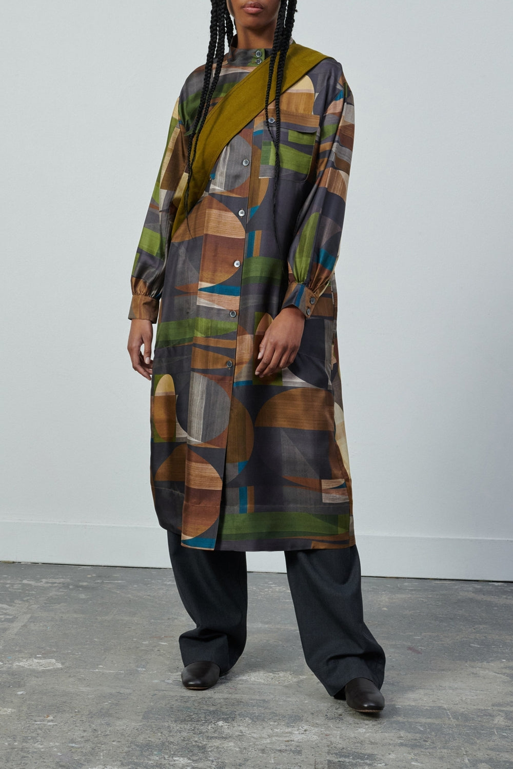 VERT/MARRON ROBE CHAINE & TRAME VEDA