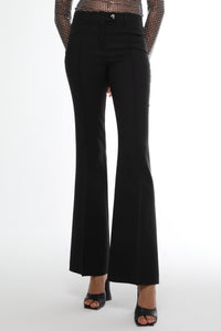 Pantalon évasé en laine - Black