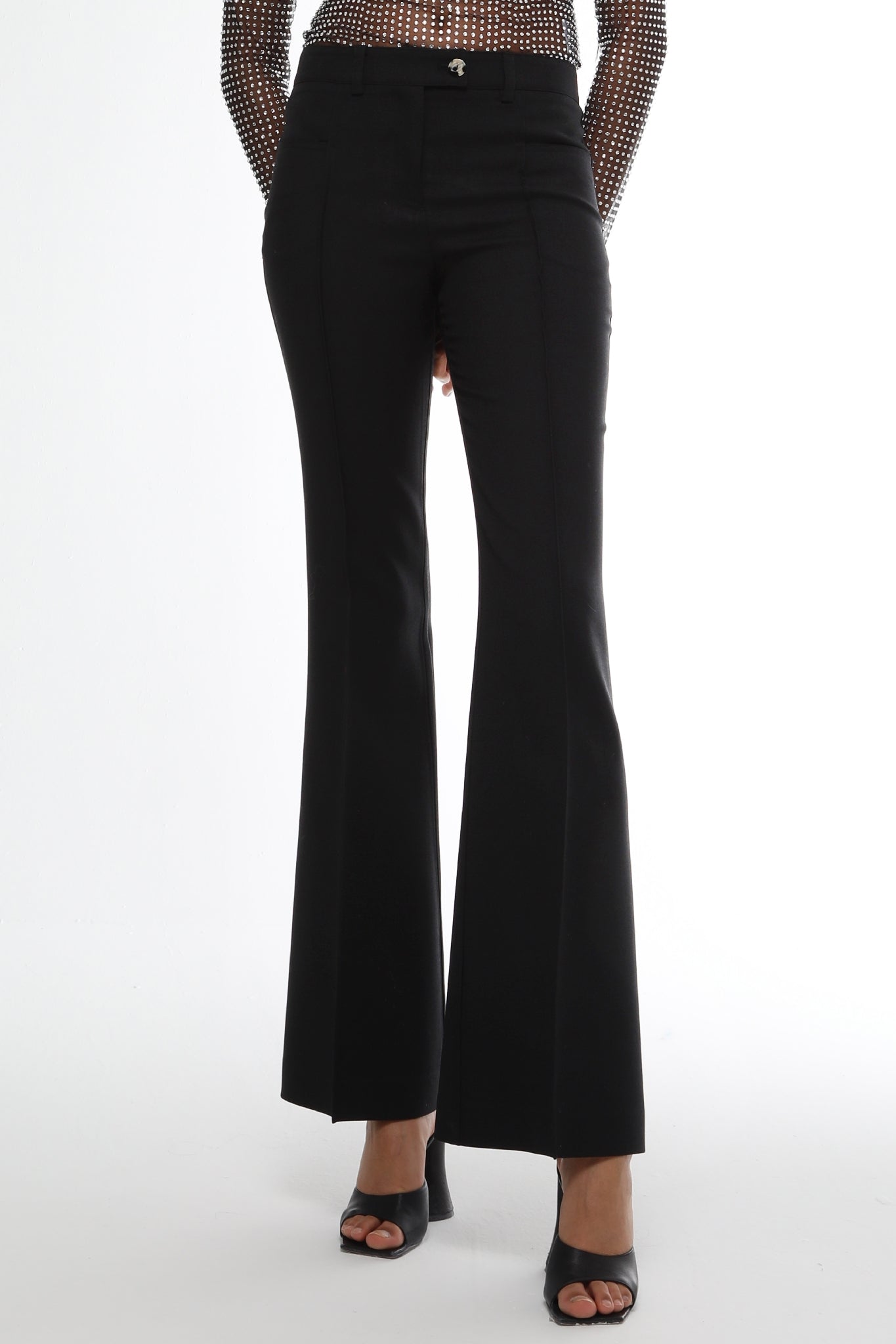 Pantalon évasé en laine - Black