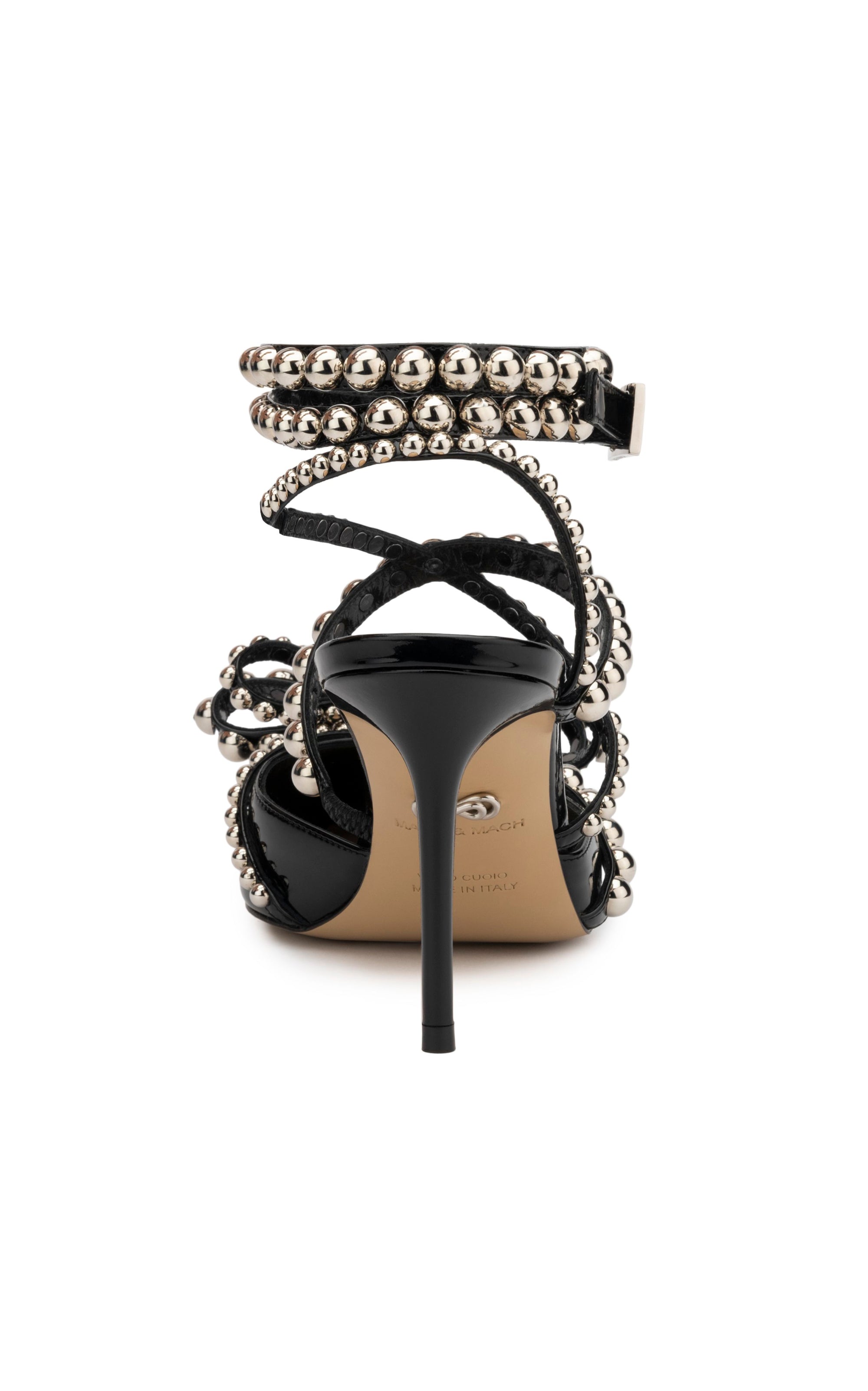 Patent leather and pearl 85 strap court shoes - Black