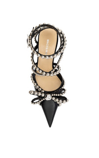 Patent leather and pearl 85 strap court shoes - Black