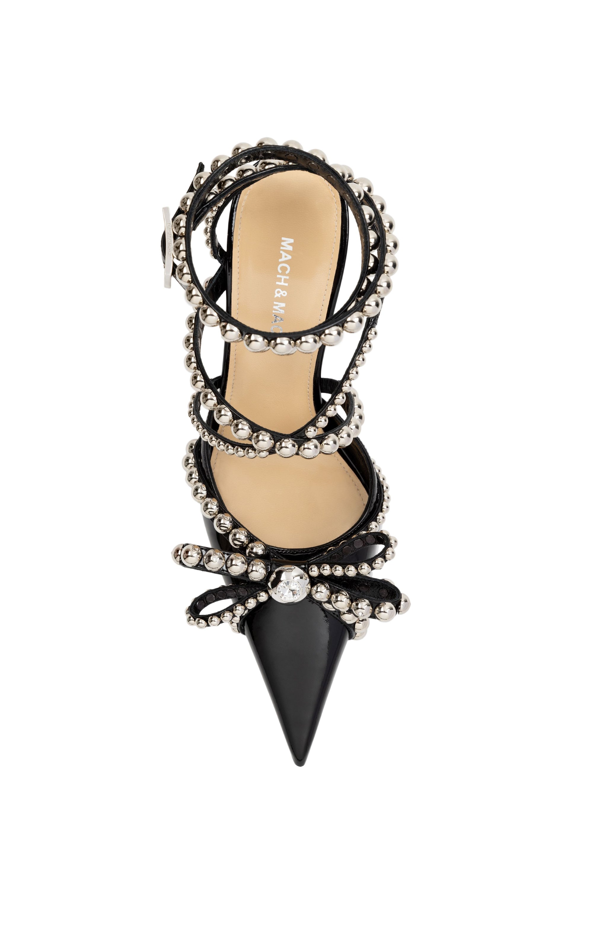 Patent leather and pearl 85 strap court shoes - Black