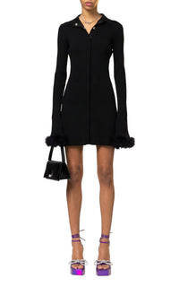 Feathered short dress - Black