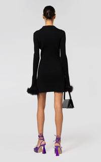Feathered short dress - Black