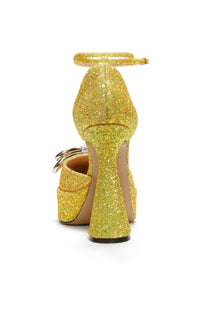 Escarpins à plateforme Double Bow 140 à strass - Pale Yellow