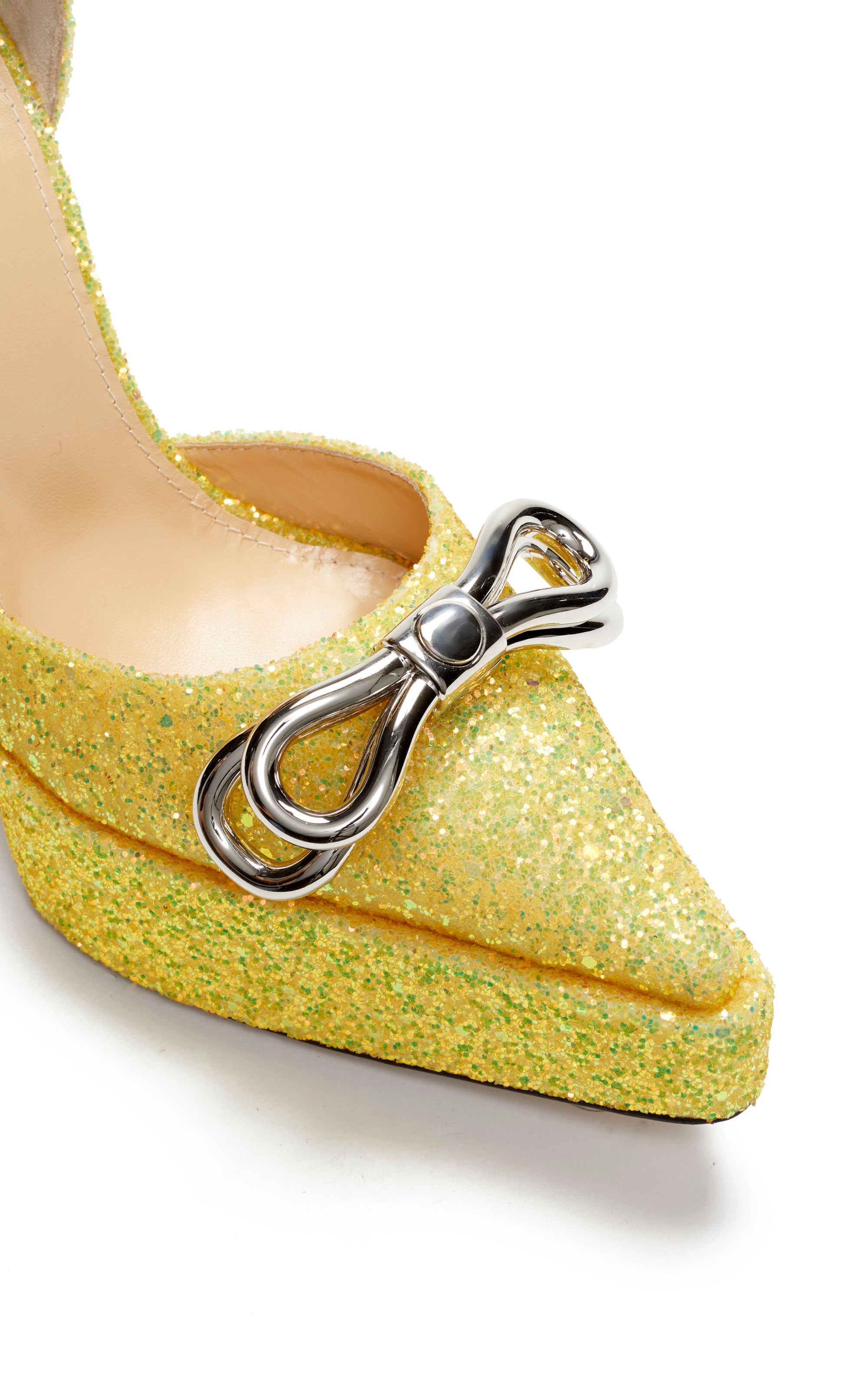 Escarpins à plateforme Double Bow 140 à strass - Pale Yellow