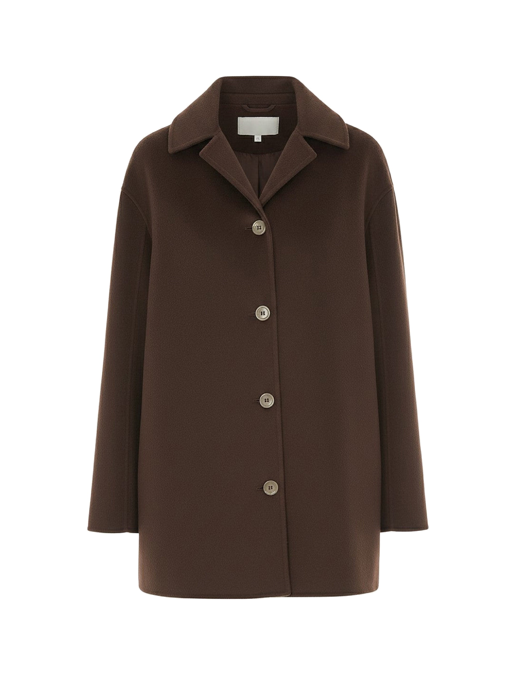 Manteau en laine à boutonnage simple - Brown