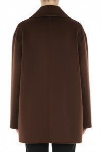 Manteau en laine à boutonnage simple - Brown