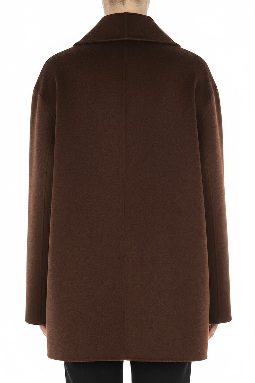Manteau en laine à boutonnage simple - Brown