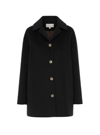 Manteau en laine à boutonnage simple - Black